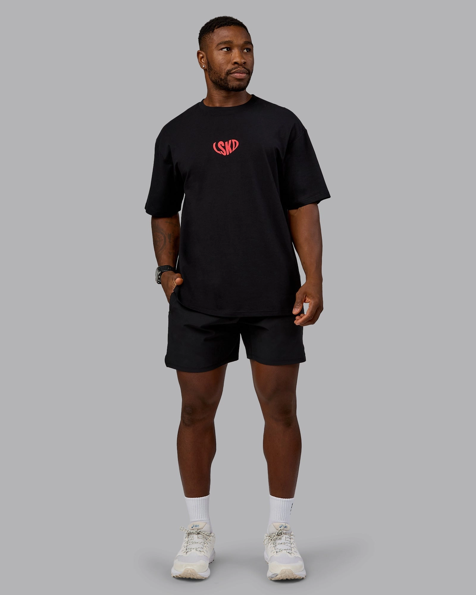Unisex Love To Train FLXCotton Tee Oversize - Black-Scarlet