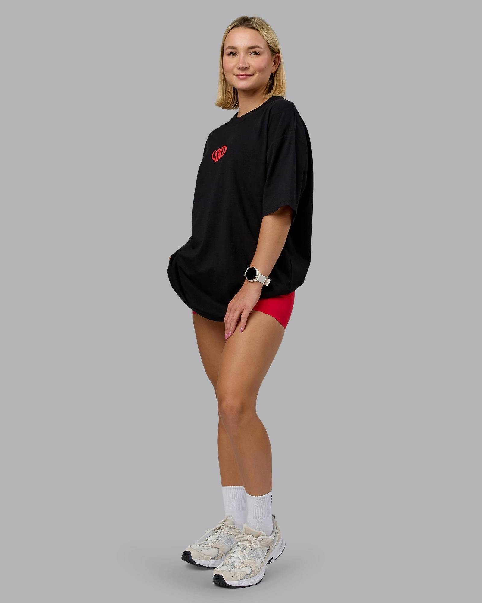 Unisex Love To Train FLXCotton Tee Oversize - Black-Scarlet