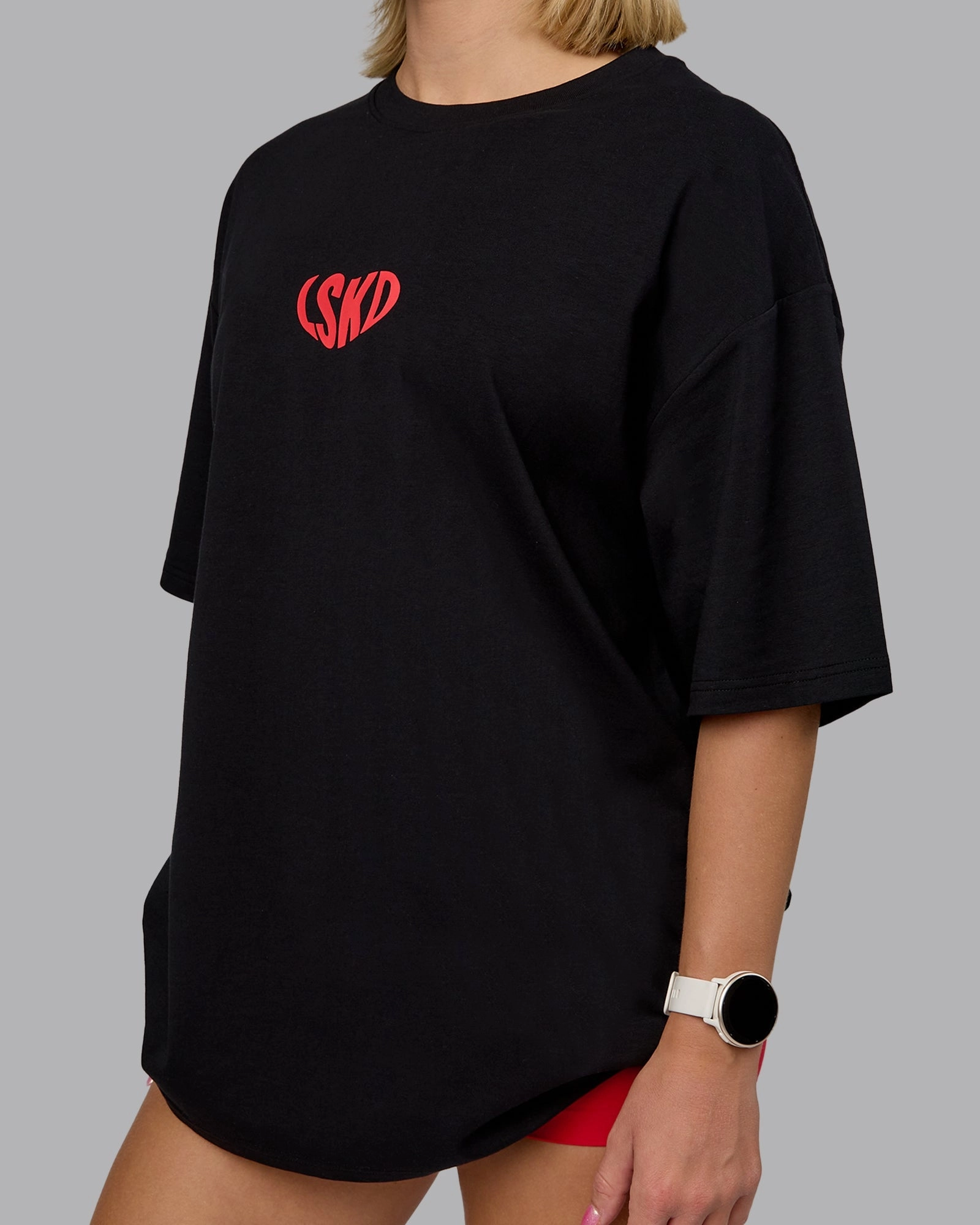 Unisex Love To Train FLXCotton Tee Oversize - Black-Scarlet