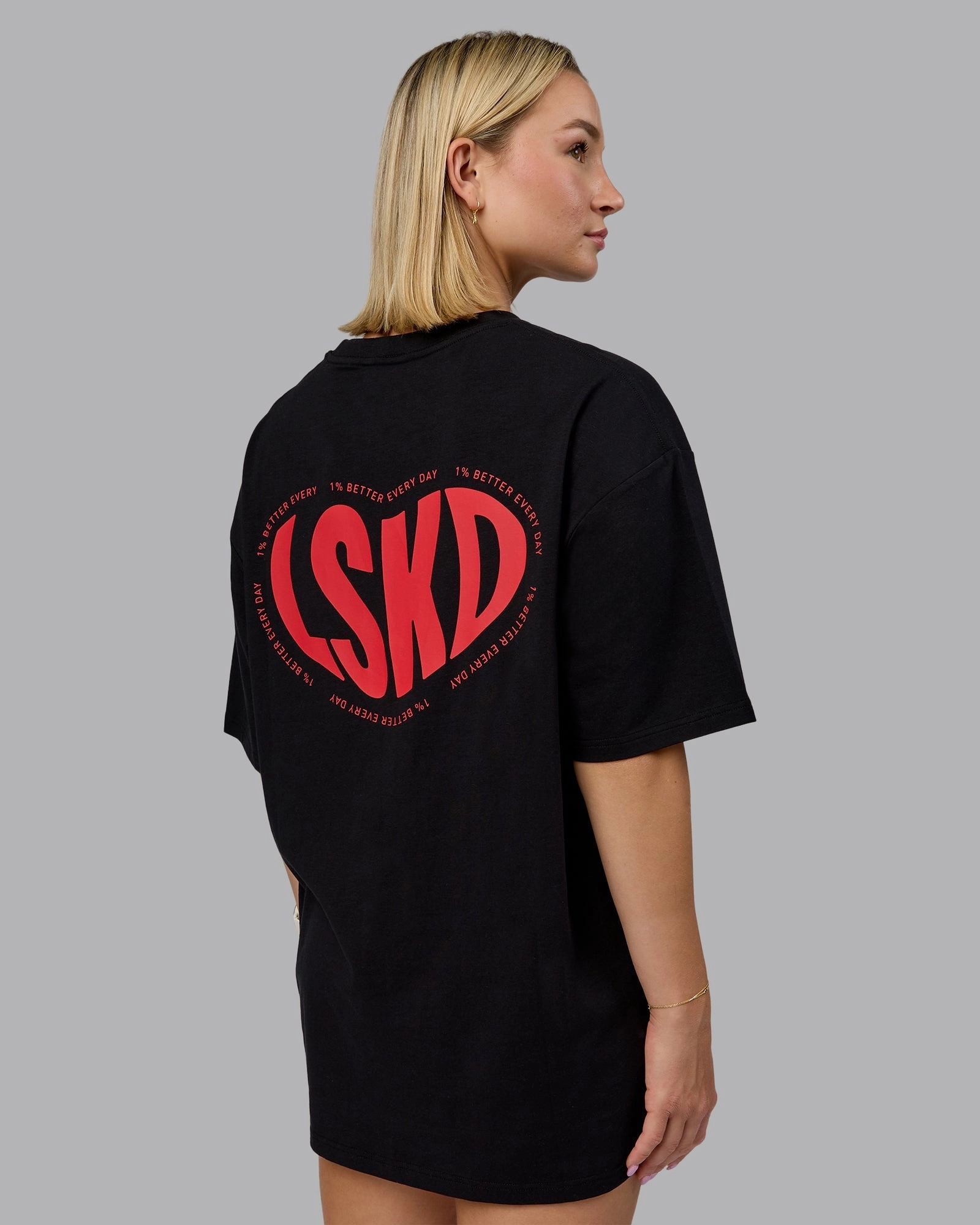 Unisex Love To Train FLXCotton Tee Oversize - Black-Scarlet