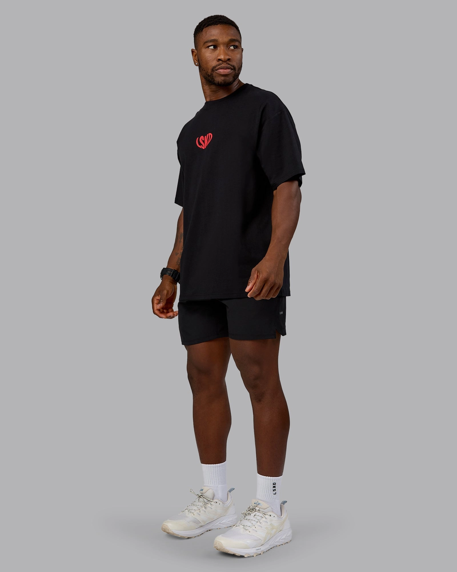 Unisex Love To Train FLXCotton Tee Oversize - Black-Scarlet
