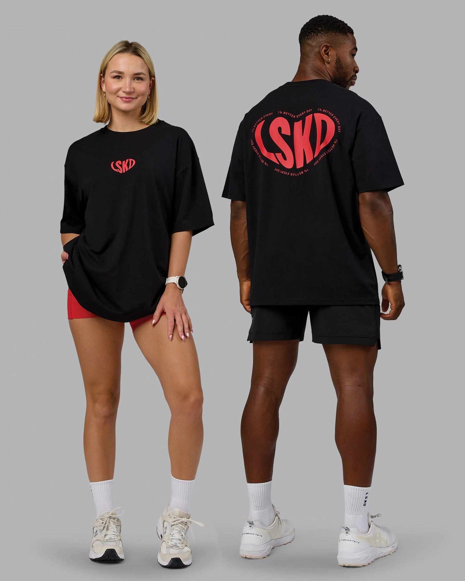 Unisex Love To Train FLXCotton Tee Oversize - Black-Scarlet