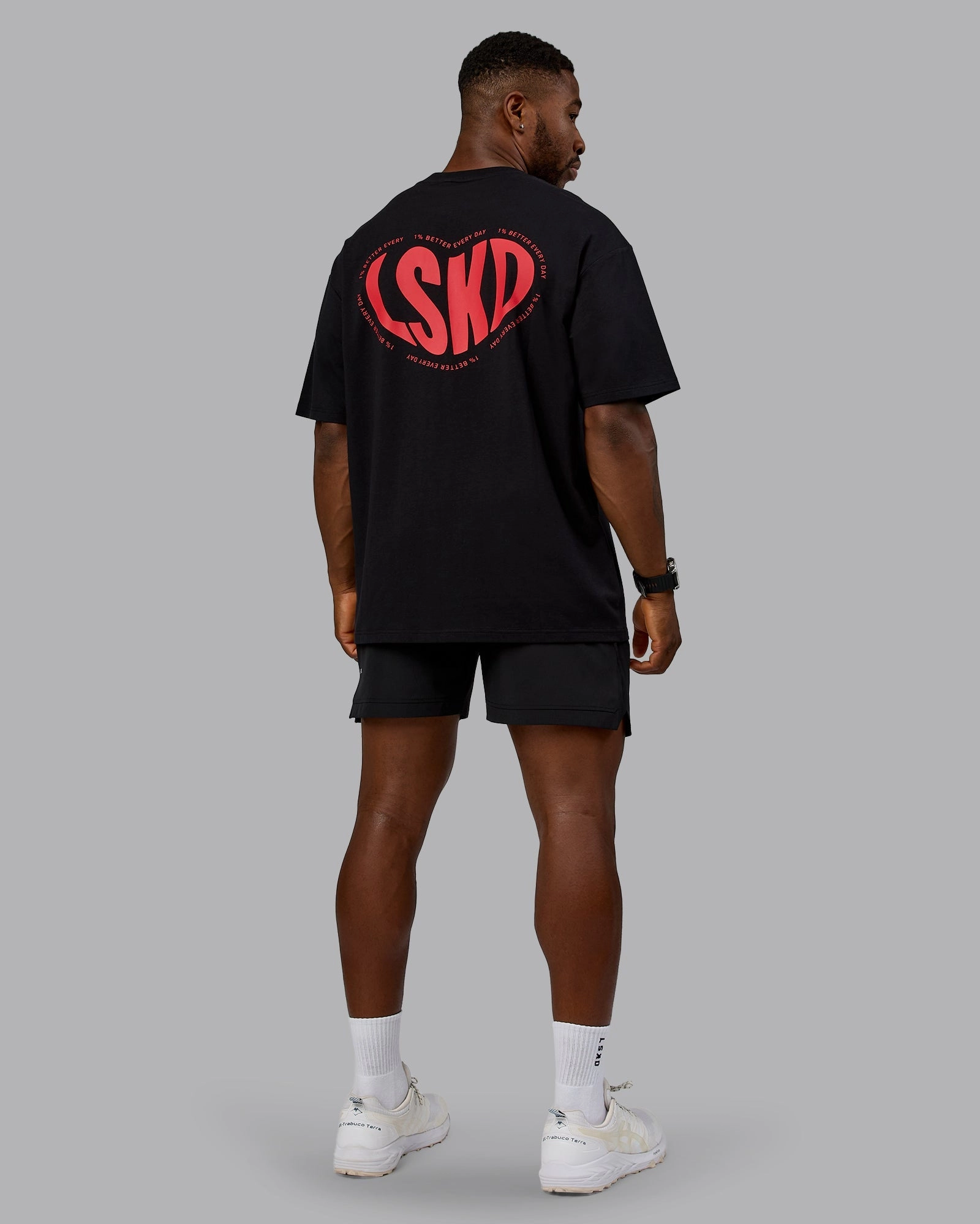 Unisex Love To Train FLXCotton Tee Oversize - Black-Scarlet