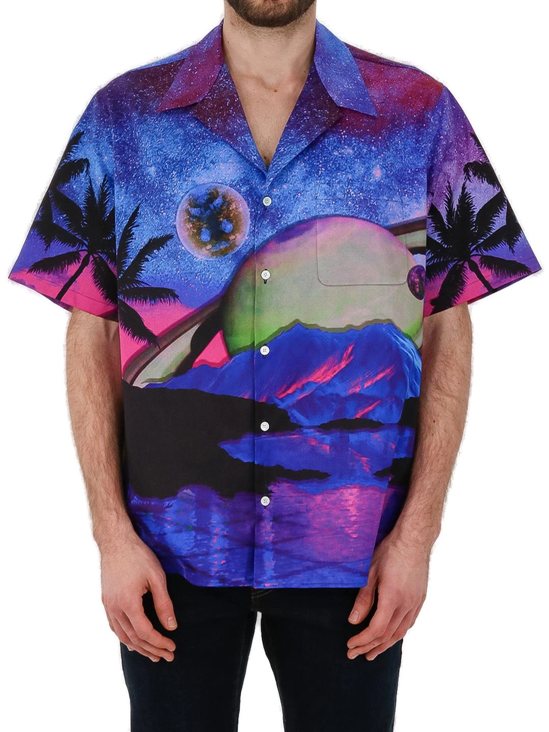 Valentino All-Over Water Sky Printed Shirt