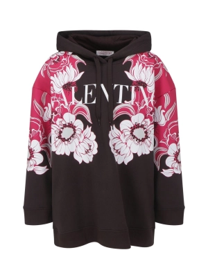 Valentino Floral Printed Long-Sleeved Hoodie