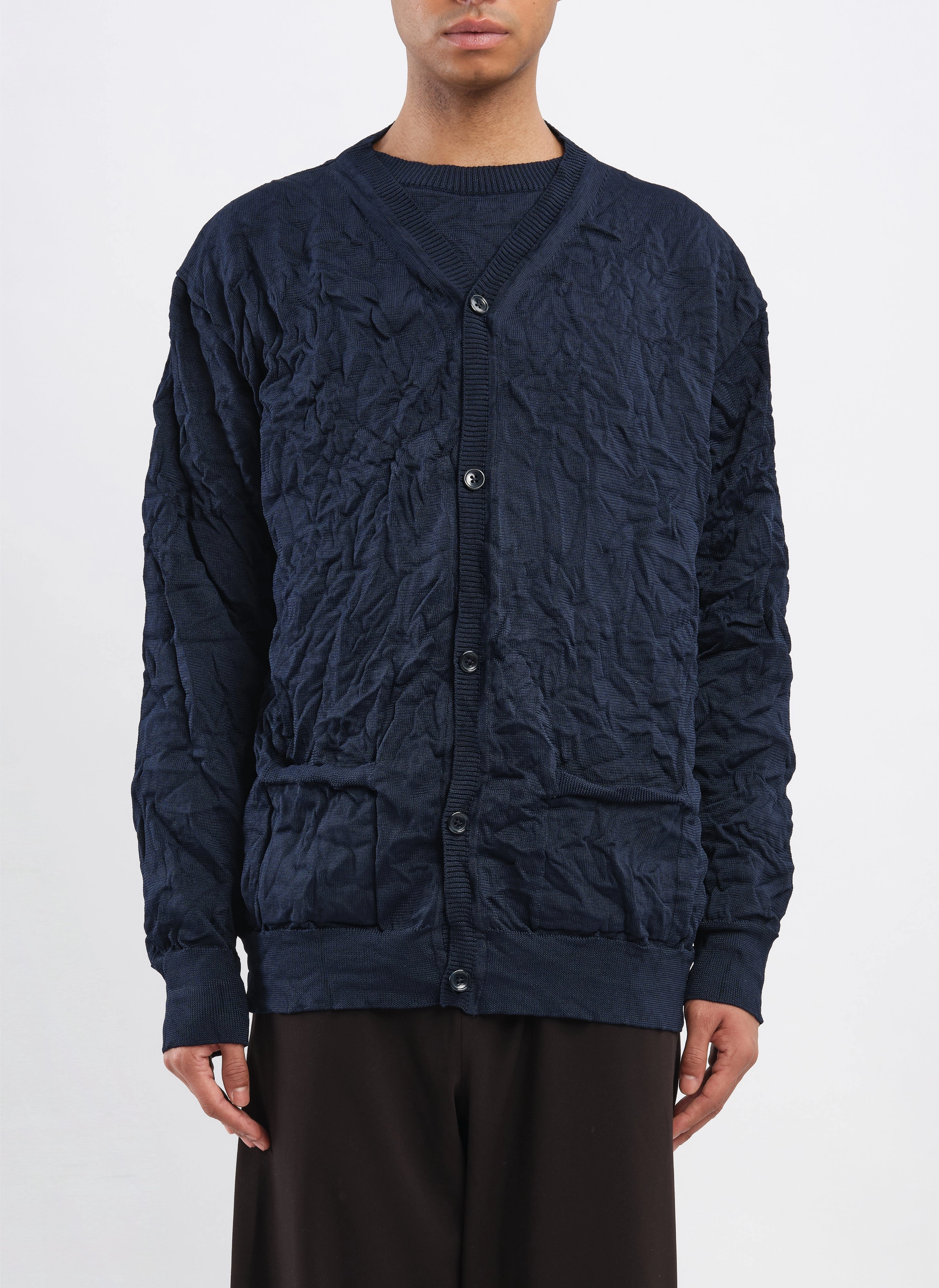 Wrinkle Polyester Dry Knit Cardigan