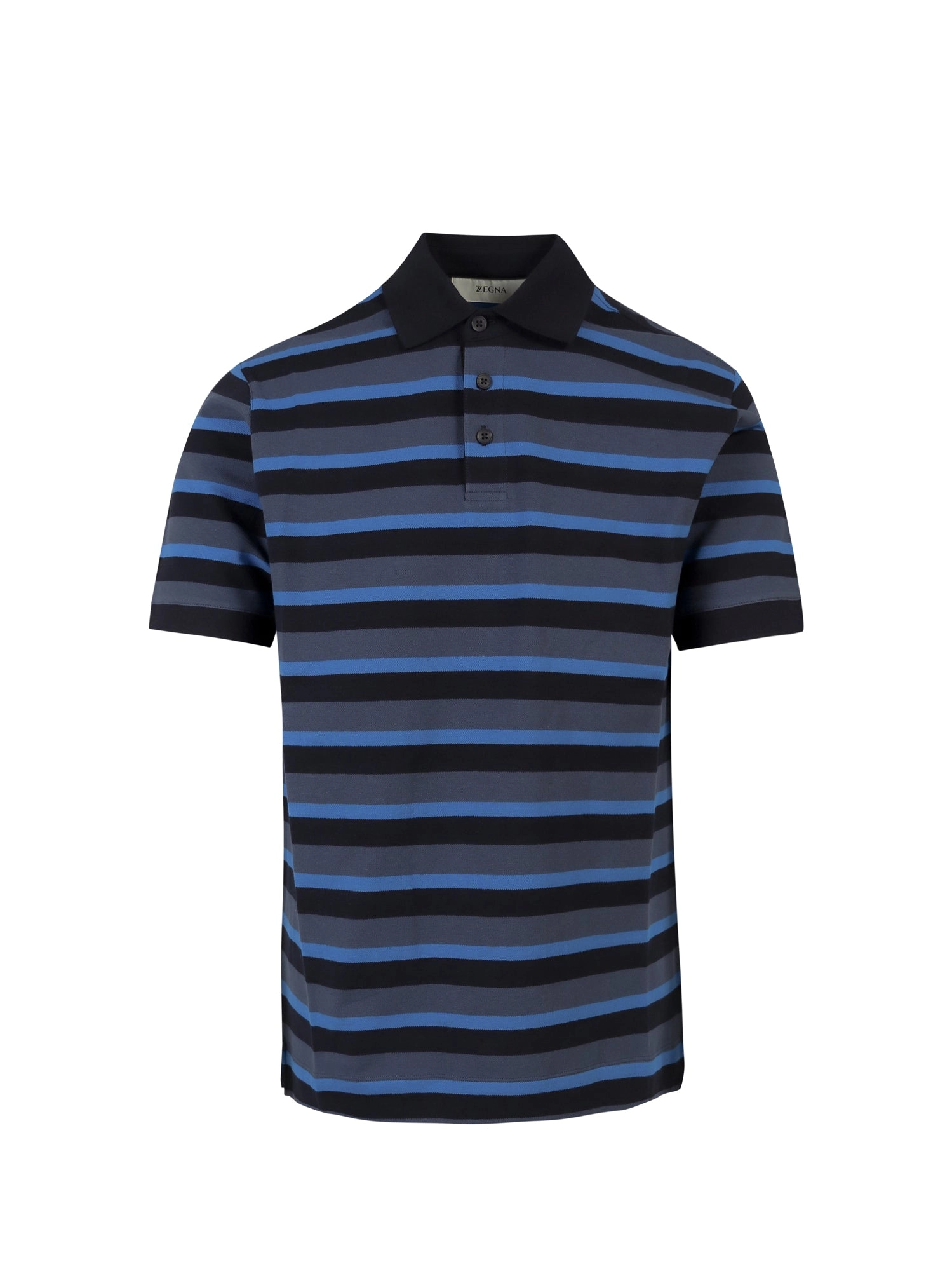 Z Zegna Striped Button Detailed Polo Shirt